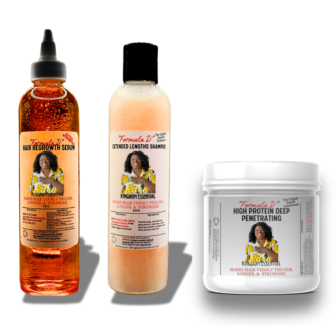 Formula D Extra Strength 3 Piece Kit Hair Restoration For Catastrophic Hair Loss Dandruff Severe Itching Patchy Bald Spots Receding Hairline