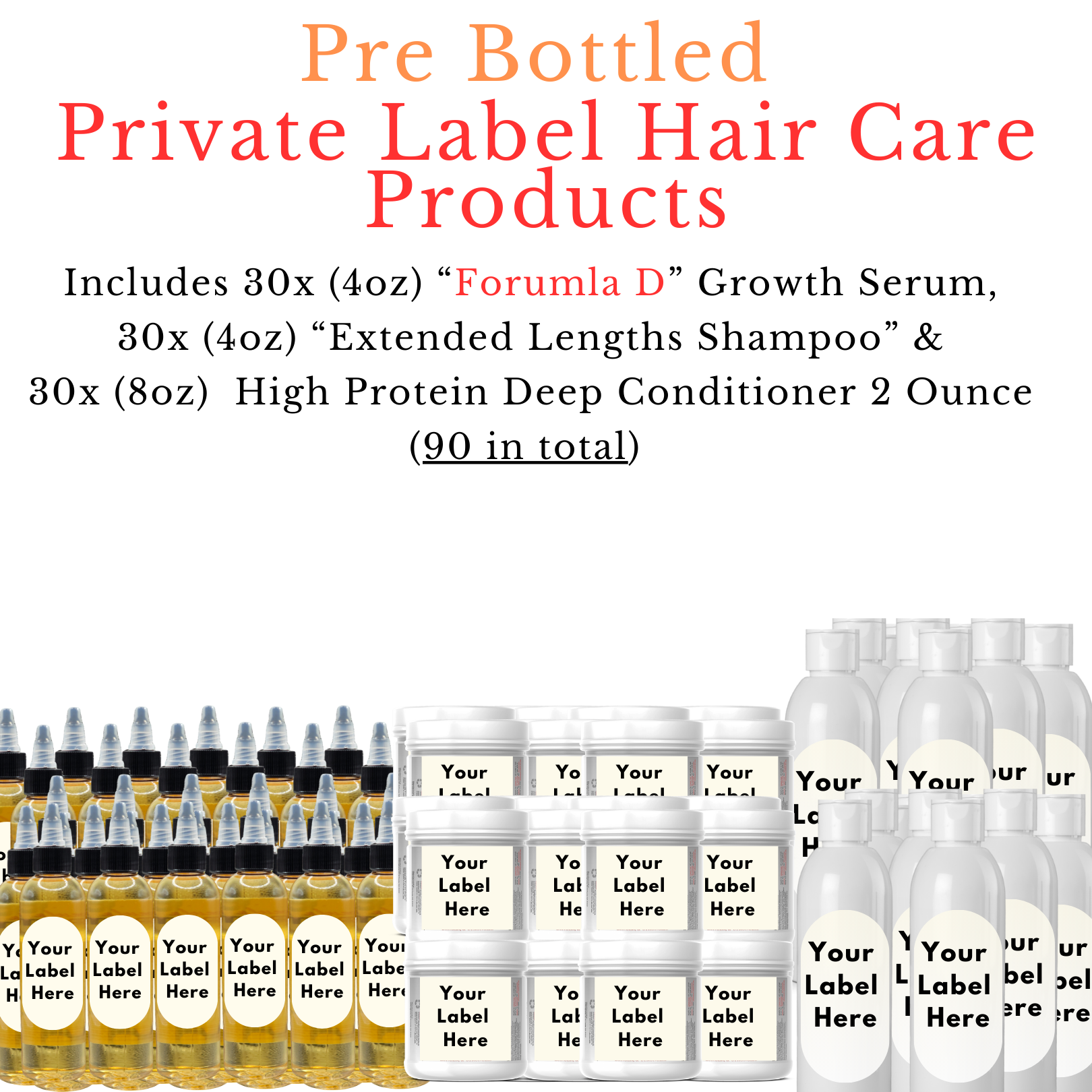 Private Label Hair Care Products-Natural Hair- Your Own Brand-Wholesale 30 Serum 30 Shampoo 30 Conditioner -Your Own Brand-Black Hair Care