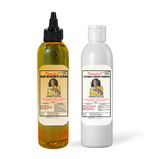 KIT:Formula D Hair Re-Growth Oil Serum & Shampoo DHT Blocker - Hair Loss Treatment for Men or Women, Alopecia Natural Hair Black Castor Oil